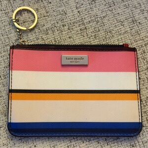 Kate Spade EUC Covered Canvas Card holder and key wallet. 5x3.5